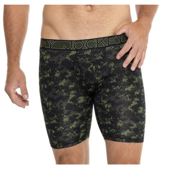3-PACK Men Large Jockey Active Microfiber Stretch Boxer Briefs CAMO Green Black - Picture 2 of 6